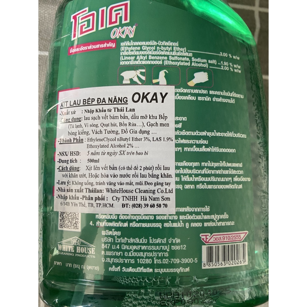 Nước xịt lau bếp đa năng OKAY THÁI LAN 500ml