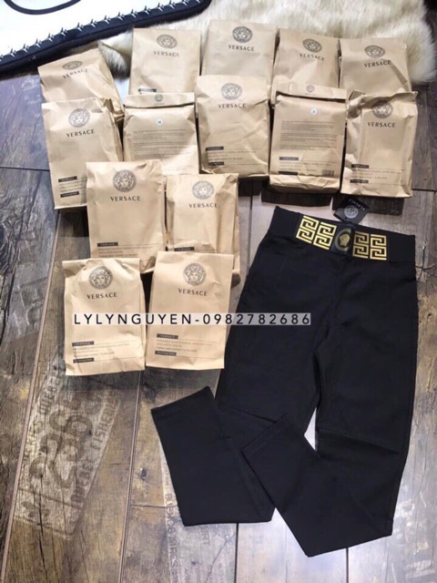 Quần legging hàn cạp cao hoa văn