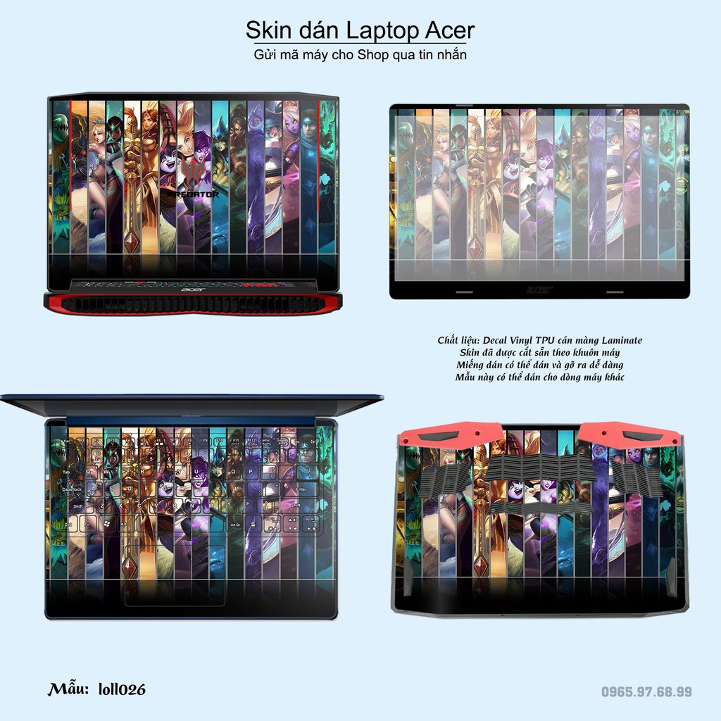 Skin dán Laptop Acer in hình Liên Minh Huyền Thoại nhiều mẫu 3 (inbox mã máy cho Shop)