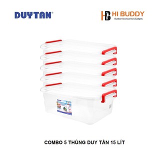 Combo 5 Thùng Nhựa Duy Tân Trong Suốt 15 Lít (45.7 x 31.8 x 16.1 cm) No.H116