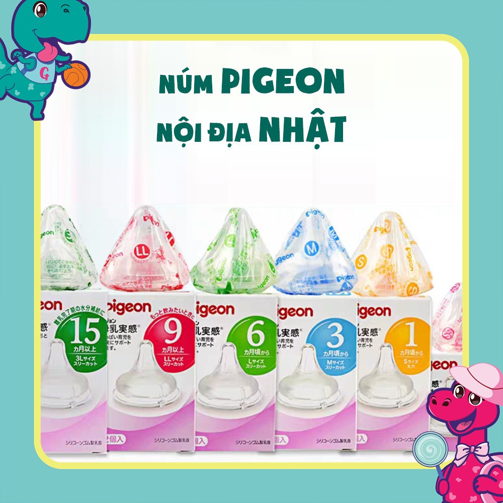 Núm Bình Sữa Pigeon Nội Địa Nhật Cho Bé - S / M / L / LL / 3L (LLL)