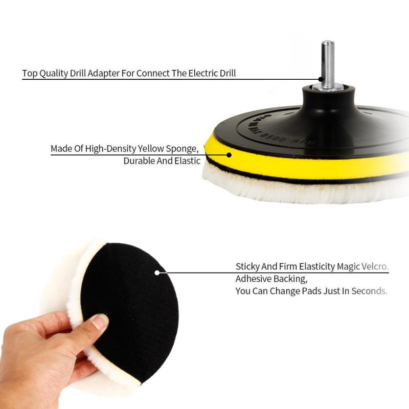 Bộ 5 Miếng Vải Len Đánh Bóng Xe Hơi 6 Inch Mềm Mại Không Gây Tổn Thương Bề Mặt Sơn Xe Hơi