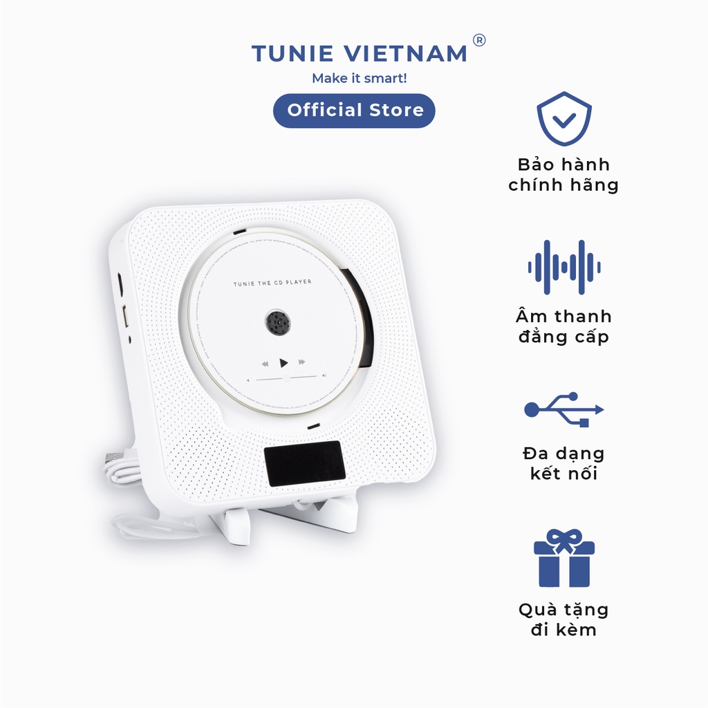 [FREE ĐĨA] Máy nghe nhạc Tunie CD Player kèm Bluetooth Màn LED Full phụ kiện