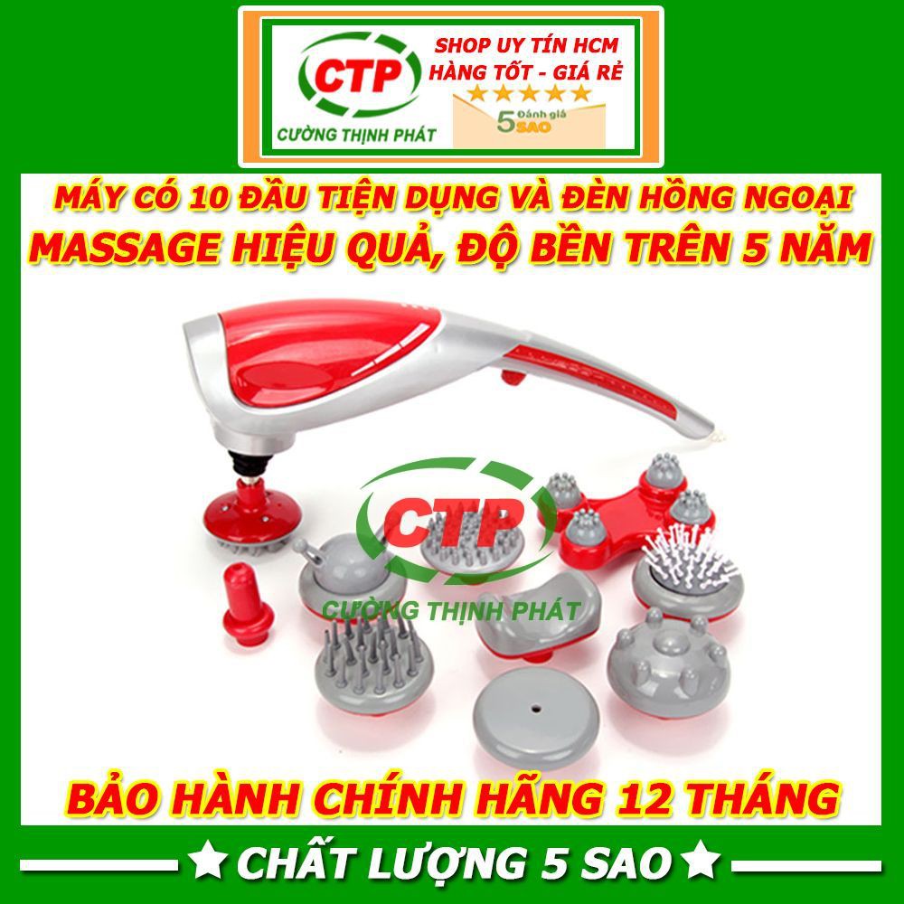 Máy Massage Cầm Tay, Máy Mát Xa Cầm Tay Lưng Cổ Vai Hồng Ngoại 10 Đầu loại tốt siêu bền