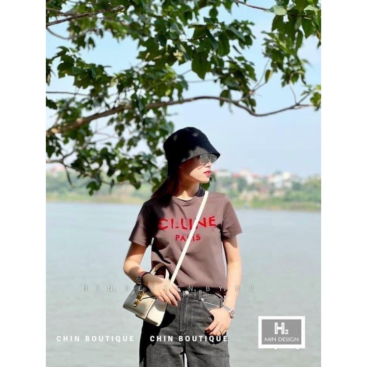 Áo thun nữ phông in chữ CELE paris from dấu quần chất cotton 4 chiều