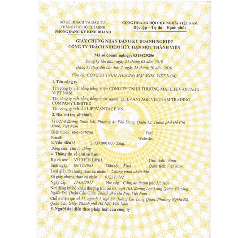 Viên uống thảo dược lifeVantage Protandim Tem Việt