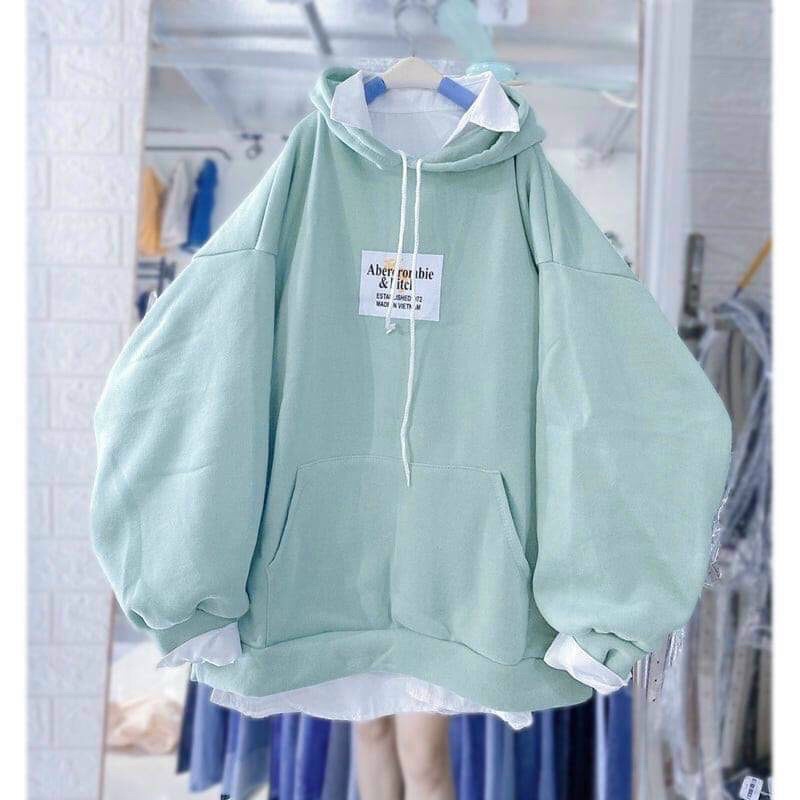 Áo khoác hoodie nỉ ngoại tay phồng dáng rộng