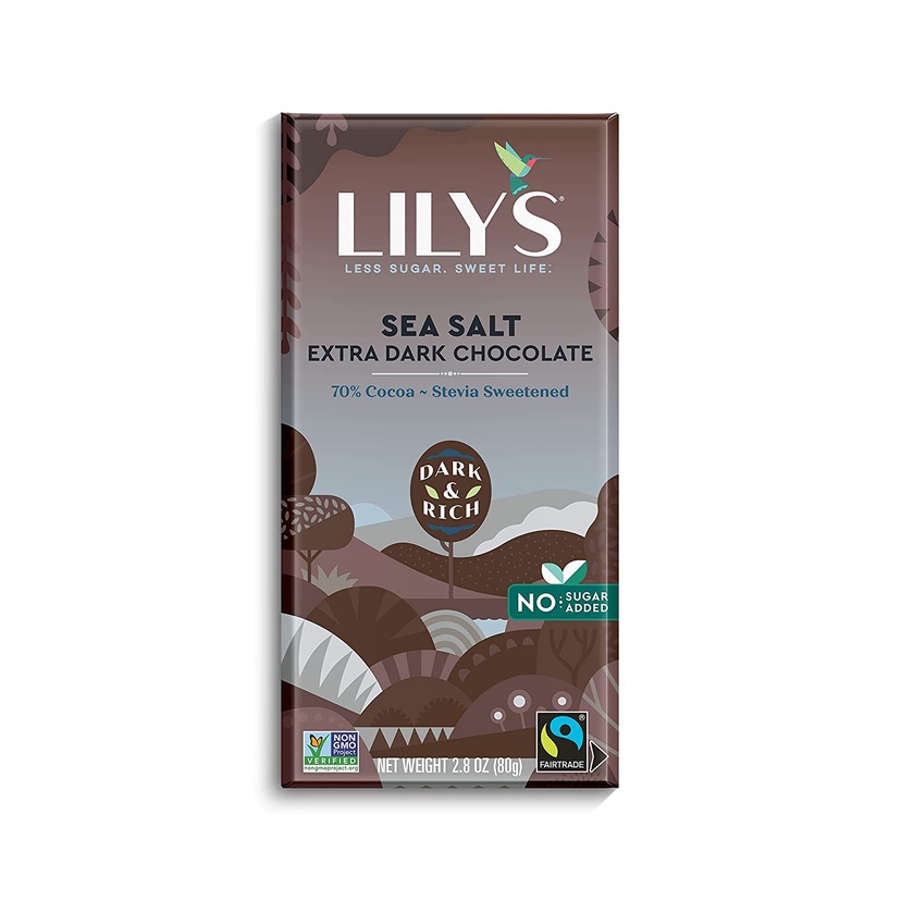 THANH SOCOLA ĐEN MUỐI BIỂN Lily's Sea Salt Dark Chocolate, Stevia Sweetened, Low-Carb, Keto Friendly, 80g