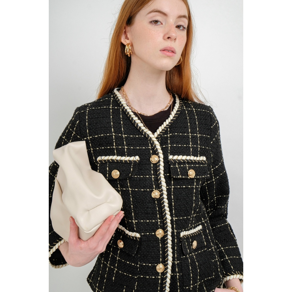 Áo Blazer Dạ Tweed Border Linen Jacket | HQ2158 | Lana Official | BigBuy360 - bigbuy360.vn