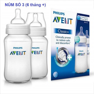Bình sữa Philips Avent Classic 330ml (Núm số 3, 6 tháng+)