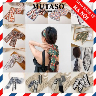 Khăn lụa buộc tóc MUTASO phụ kiện thời trang đa năng kiểu Pháp dây buộc tóc Streamer K02