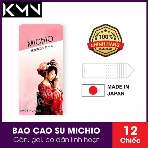 Bao cao su gân mỏng Michio [CHÍNH HÃNG 100%]  ,Nhật Bản ,Hộp 12C - cần chi phải canh ngày-lai rai cày suốt tháng