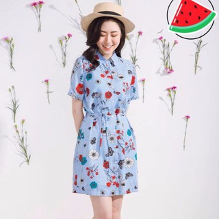 Đầm sơ mi hoa văn