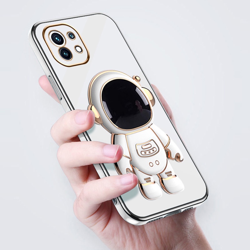 Ốp Điện Thoại Silicon Mềm Mạ Viền Dọc Họa Tiết Phi Hành Gia 6D Cho Xiaomi Mi 11 12 Lite 11T 10T 9T Pro
