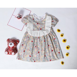 ĐẦM  XÒE HOA VÀNG THIẾT KẾ XINH XẮN CHO BÉ GÁI 1 - 4 TUỔI- VẢI COTTON 100% THẤM HÚT MỒ HỒI