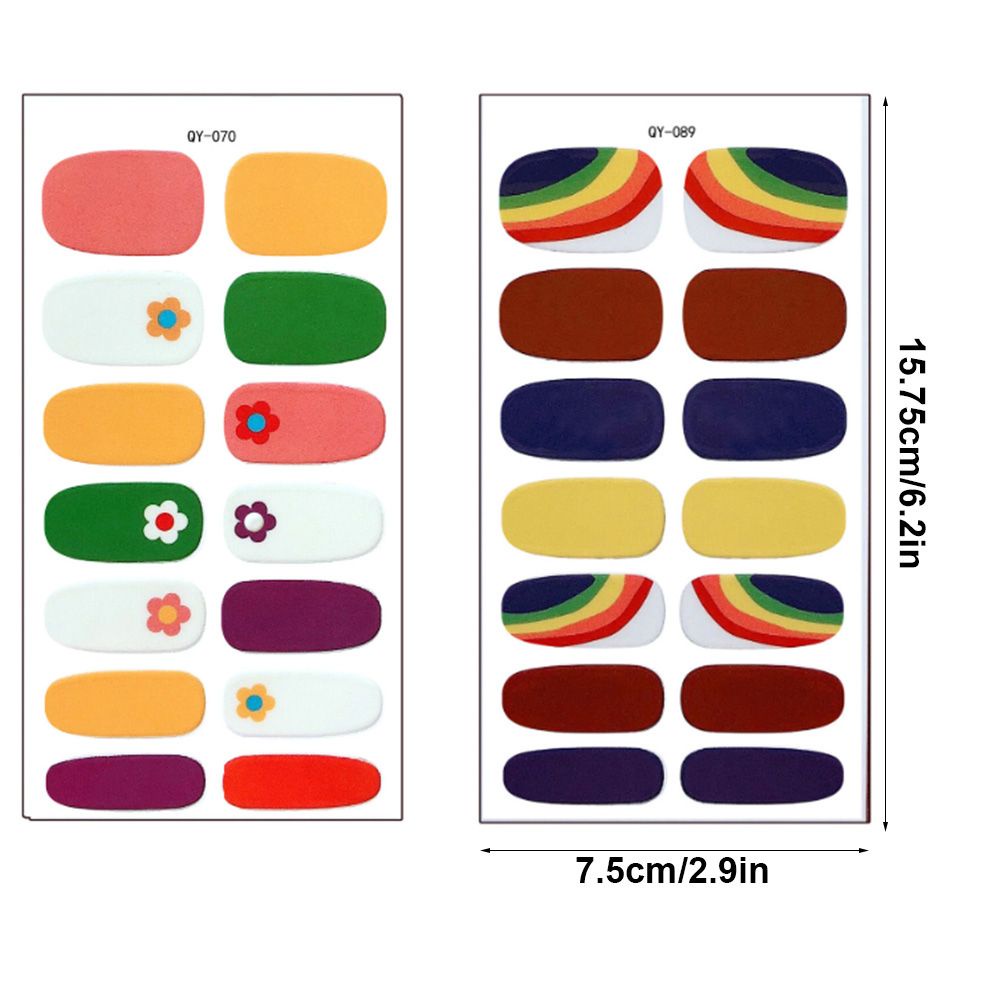 [Hàng mới về] Nhãn Dán Trang Trí Móng Tay Nghệ Thuật Dễ Thương Họa Tiết Cầu Vồng / Dâu Tây / Hoa 3D DIY