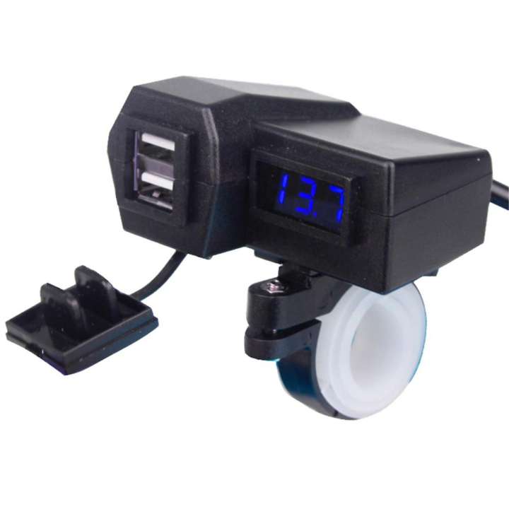 Phụ Kiện Xe Máy 3.1A, Sạc Xe Hơi, Màn Hình Vôn Kế Bật Lửa USB Kép Bộ Chuyển Đổi Không Thấm Nước Dây 60CM-168