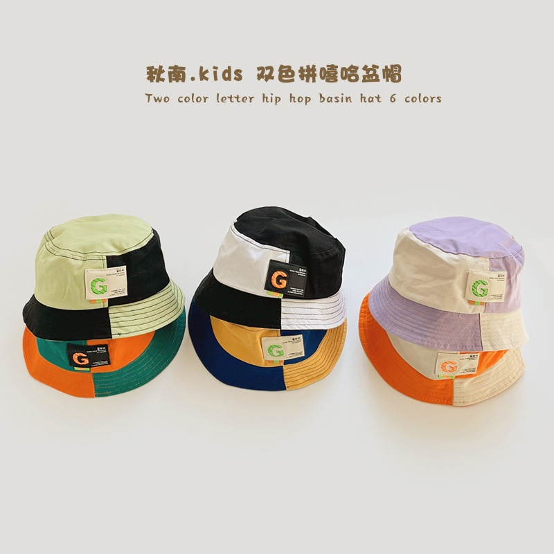 Mũ Bucket Thêu Chữ Phong Cách Hàn Quốc Cho Bé