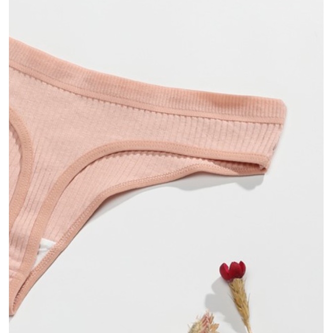 Quần lót nữ sexy lọt khe cotton vải thun gân cao cấp, trẻ trung, thoải mái, thoát mát (MS 03058)