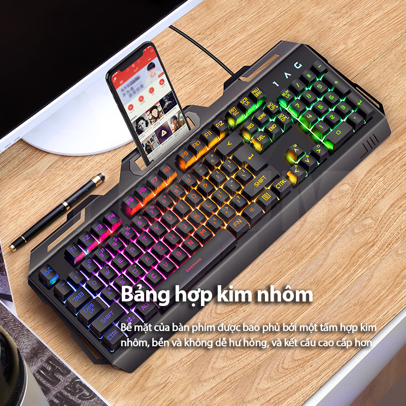 【Bàn phím cơ】 mới nhất Bàn phím có đèn nền RGB Hiệu ứng đèn nền cầu vồng Bàn phím thiết kế tiện dụng