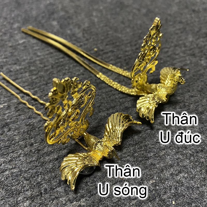 1 trâm cài tóc phượng hoàng 135*43*44mm nguyên liệu làm trâm làm trang sức cổ trang cosplay cổ phục việt phục có màu KC
