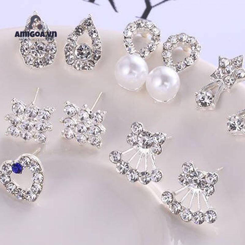 ✨✨Bông Tai Đính Kim Cương Ngọc Trai Giả Dành Cho Nữ