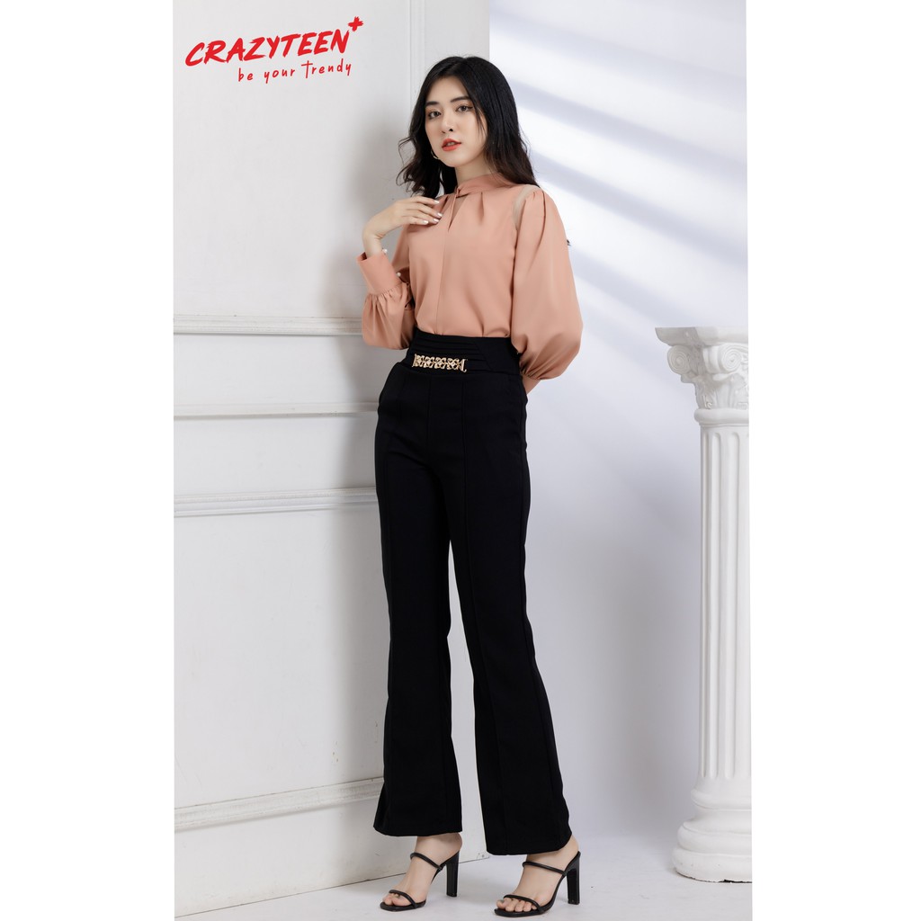 Quần ống loe nữ CRAZYTEEN phong cách thanh lịch, sang trọng(Q0025) | BigBuy360 - bigbuy360.vn