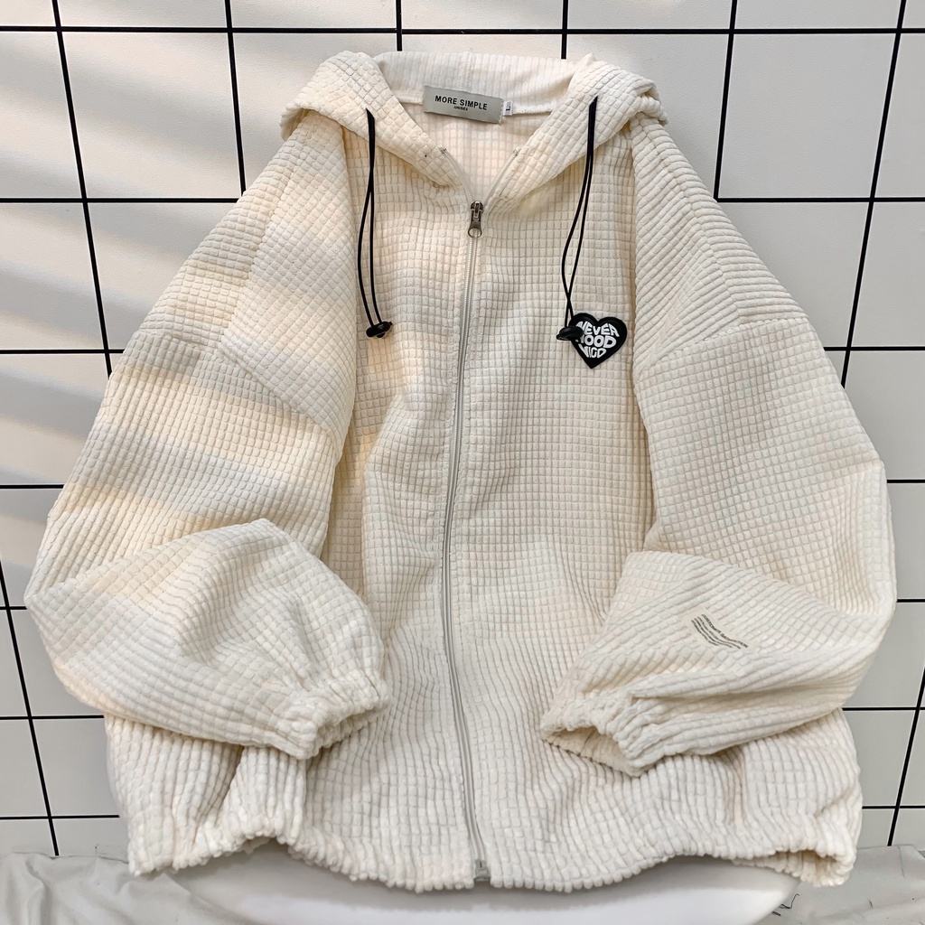 Áo Khoác Jacket Form Rộng VIGO Vải Nhung Nổi/ Nam nữ unisex