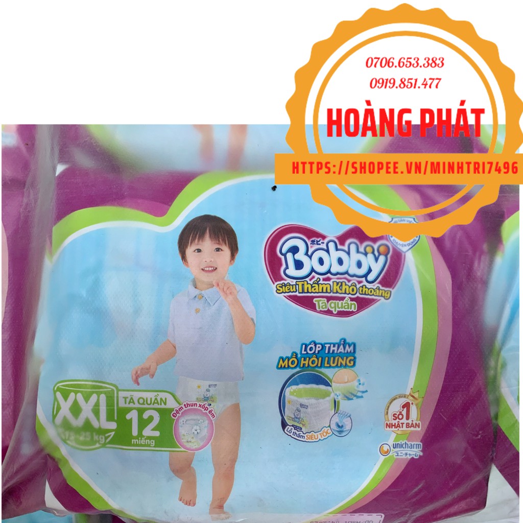 Bỉm tã quần Bobby size XXL 12, 30, 44 và 56 miếng cho bé trên 16kg