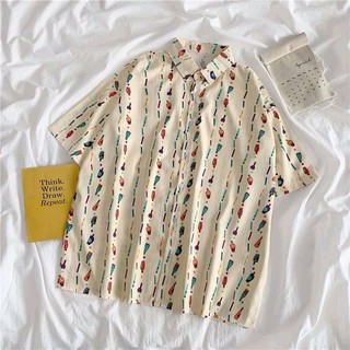 Áo sơ mi cộc tay họa tiết ( sơ mi ulzzang)