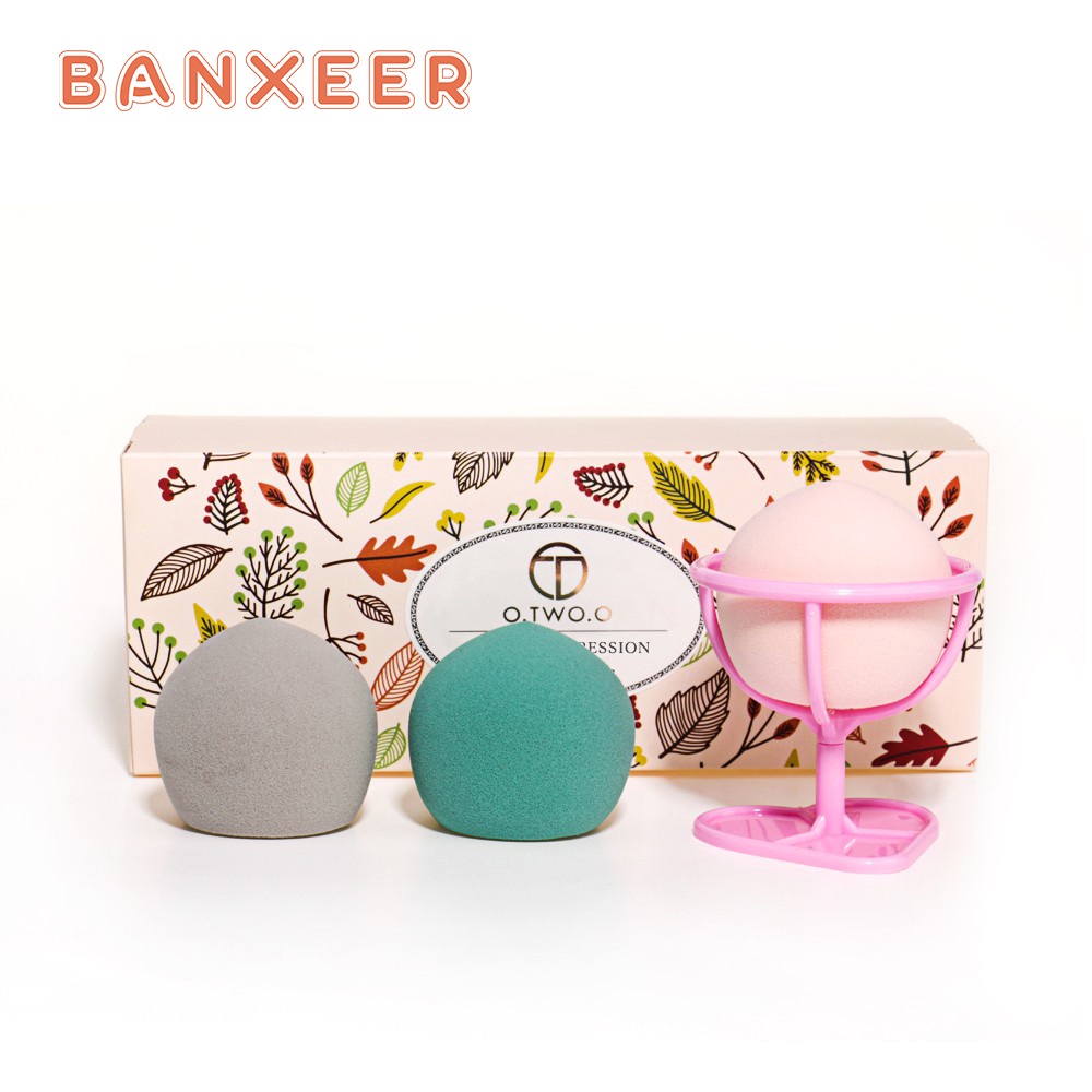 Bộ mút trang điểm và giá đỡ Banxeer tiện dụng bao bì hộp quà dễ thương 70g