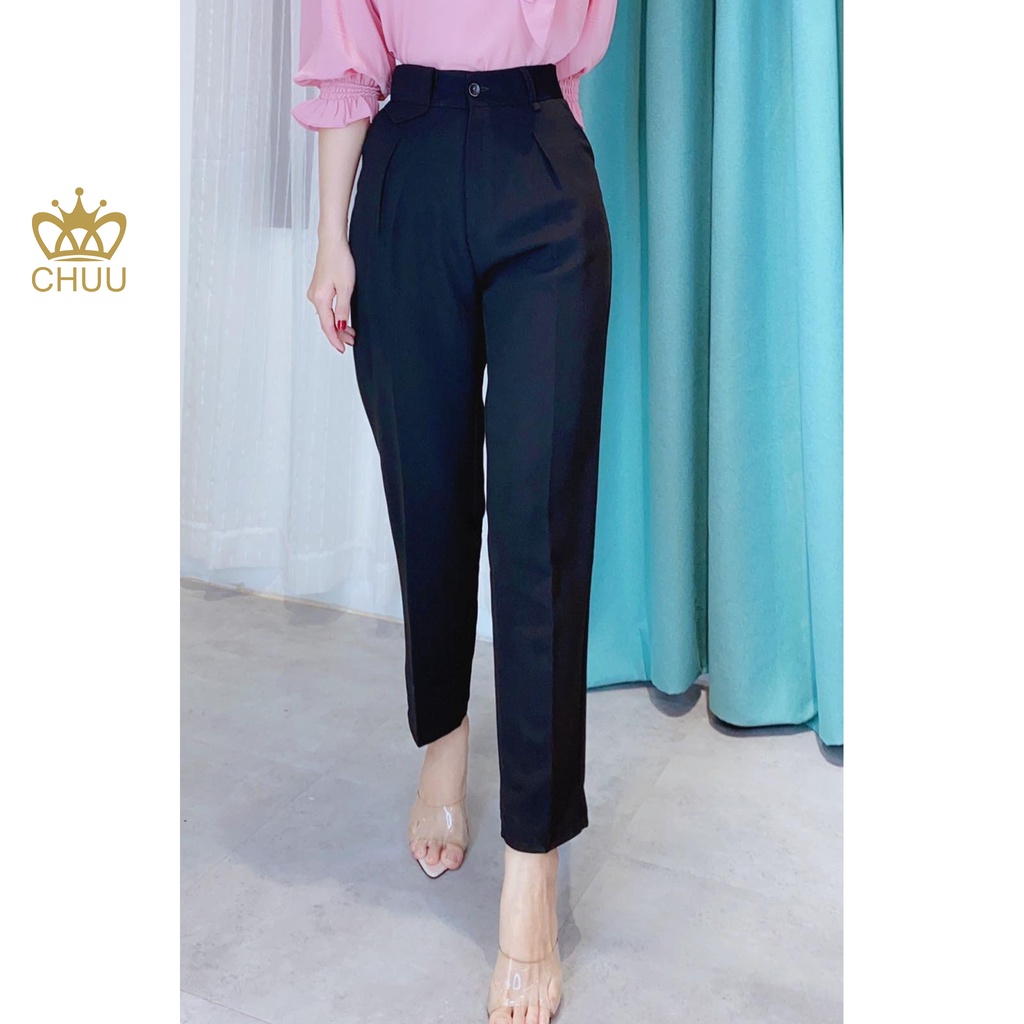 Quần tây lưng cao công sở nữ kiểu baggy nắp giả CHUU Q6090 | BigBuy360 - bigbuy360.vn