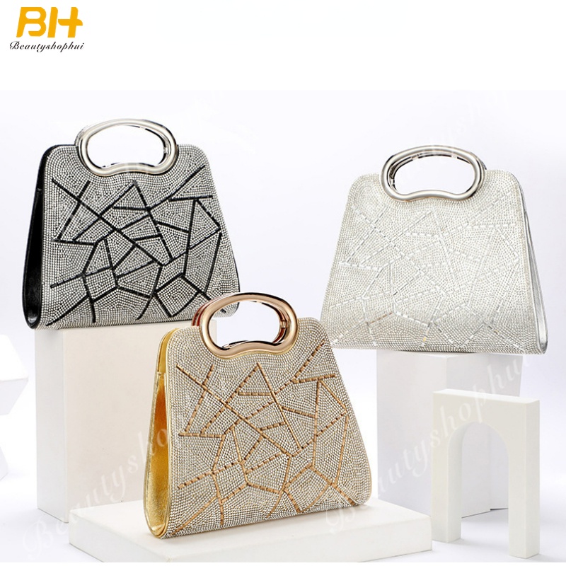 Túi Xách Da PU Đính Đá Lấp Lánh Phong Cách Âu Mỹ Cho Nữ