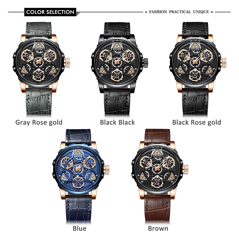 Đồng Hồ Cơ MINI FOCUS Dây Da Phong Cách Nhật Bản Cho Nam