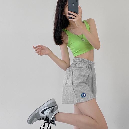 Quần short đùi AE dáng trơn, NHẬT MINH có 3 màu Đen, Trắng, Xám, hình thêu, chất dầy đẹp