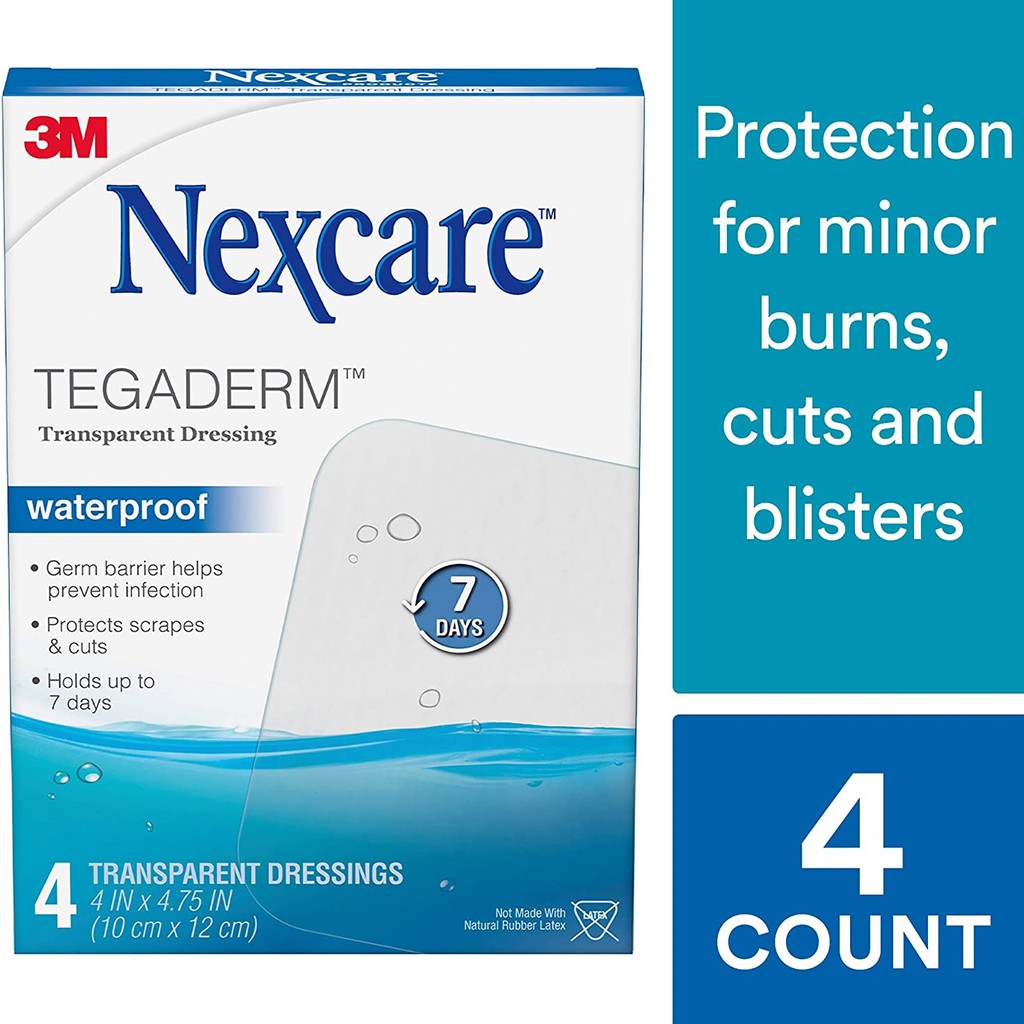 Hộp 4 miếng gạc vô trùng chống thấm nước trong suốt Nexcare 3M GVT-H1626 - kích thước 10x12cm