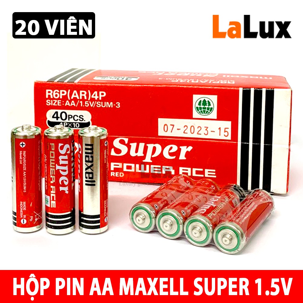 20 Viên Pin AA Maxell Super Đỏ ( 2A) - Pin Tiểu AA, Pin Sạc AA, Tích Điện Cao, Sử Dụng Cho Remote TV, Đồ Chơi Điện Tử,..