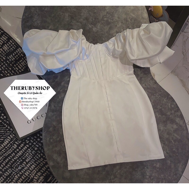 Đầm trễ vai quế chi