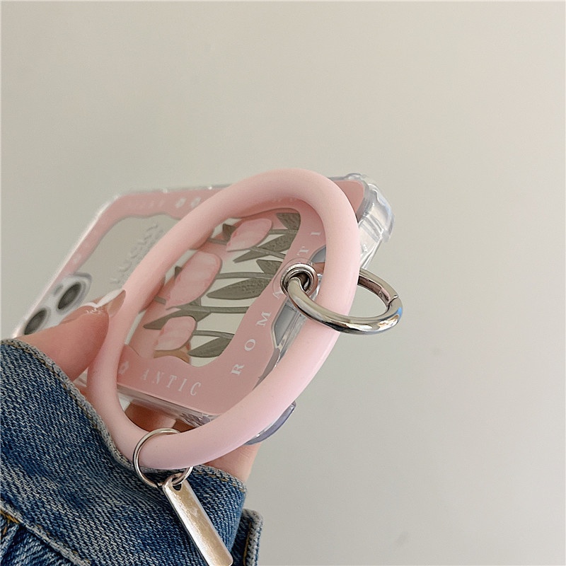 Ốp lưng iphone Ốp Điện Thoại Silicon Tráng Gương Họa Tiết Hoa Kèm Dây Đeo Cho iPhone12Pro 6 / 7 / 8 6Plus / X / XR / / Promax / 14 / 13 Dinuo case