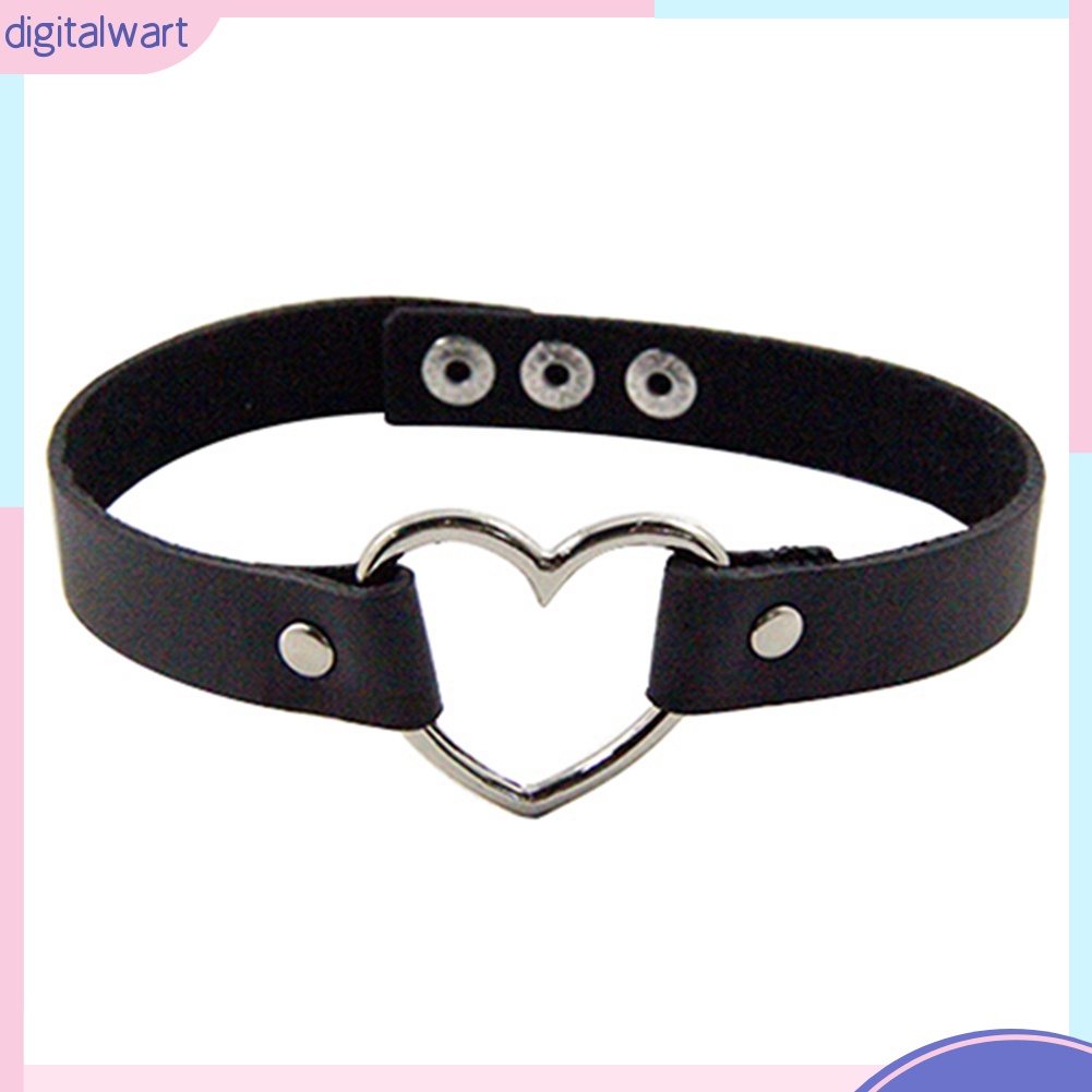 Vòng cổ choker da nhân tạo mặt trái tim kim loại phong cách Gothic trẻ trung cá tính dành cho nữ