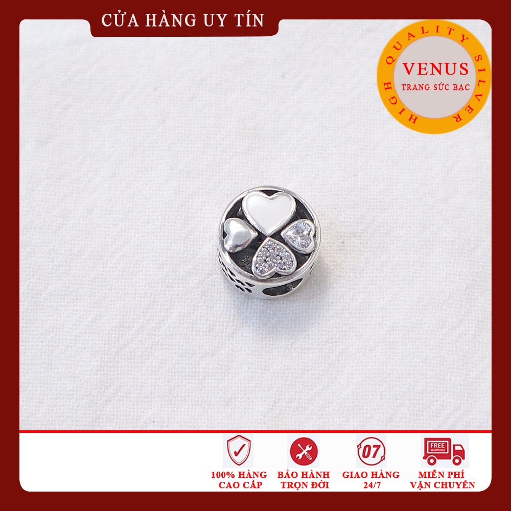 [Charm bạc 925 cao cấp] Charm bạc cỏ 4 lá cánh tim- Mã sản phẩm VENUSXCL