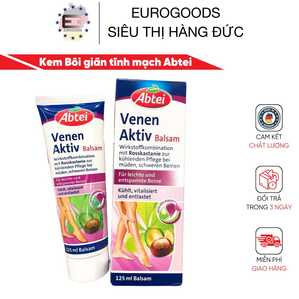 Kem dưỡng giãn tĩnh mạch Đức ⚡ CAM KẾT CHẤT LƯỢNG ⚡ Kem Bôi giãn tĩnh mạch Abtei Venen Aktiv 125ML của Đức