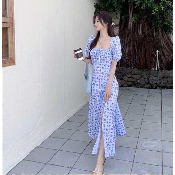 váy xanh đầm tay phồng đầm hở lưng váy đi biển đầm midi váy xẻ tà đầm trễ vai váy hoa nhí vintage đầm cổ vuông đầm bigsize nữ váy nữ xinh đầm vintage váy nữ xinh váy đi chơi đầm đi tiệc đầm nữ