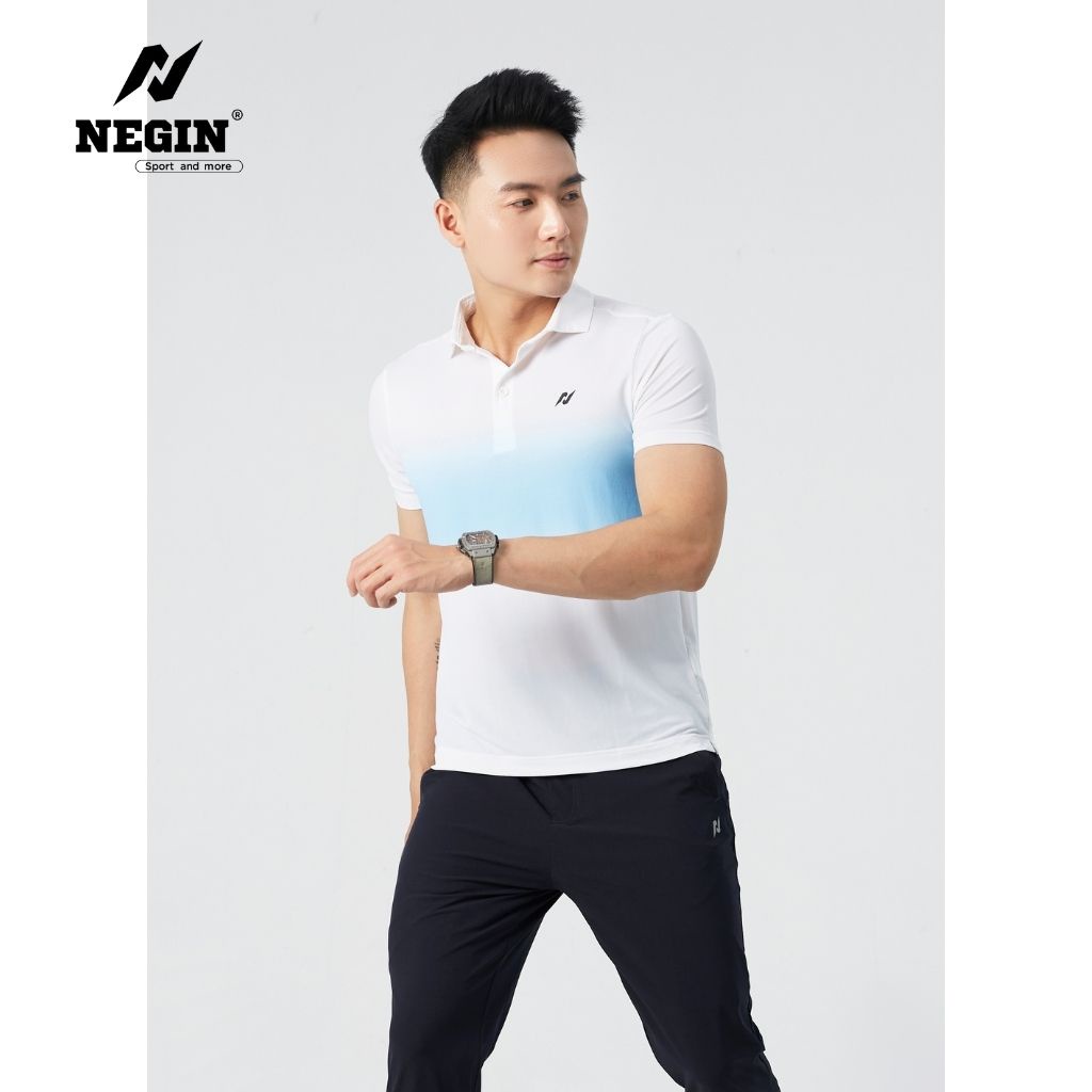 Áo Thể Thao Nam Cổ Bẻ NEGIN Tay Ngắn Phối Màu Trước Ngực, Chất Liệu Thấm Hút Tốt AND347M