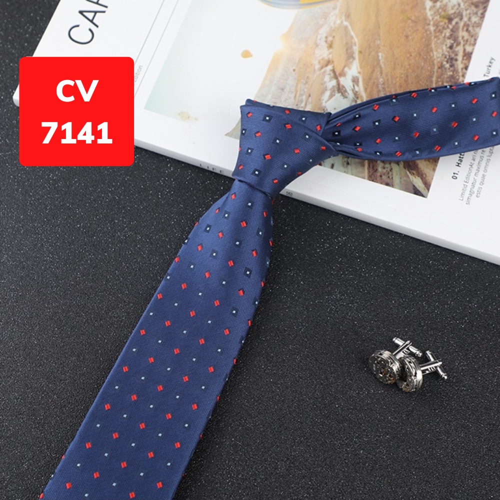 Cravat Nam cỡ trung 7cm cao cấp nhiều mẫu lựa chọn, cà vạt chú rể, Cavat dự tiệc, Calavat công sở CV-7141