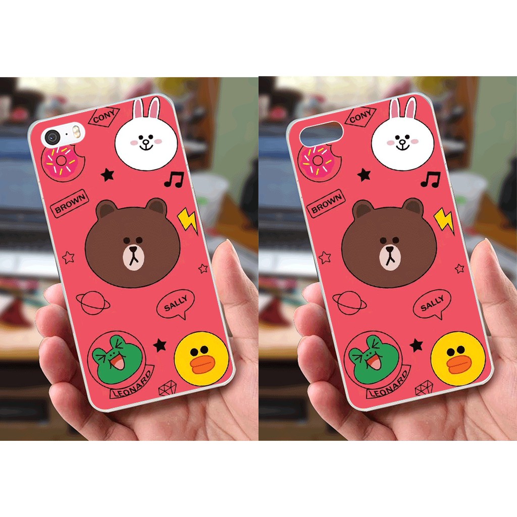 Ốp lưng iPhone 5 / 5S (dẻo viền trắng trong) - Hinh Gấu Brown, Panda Cực Dễ Thương