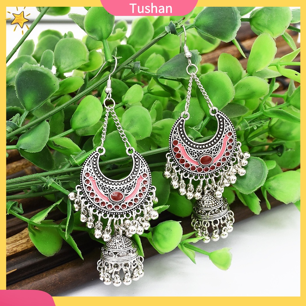 Đôi Bông Tai Dáng Dài Phối Tua Rua Phong Cách Bohemian Độc Đáo Cho Nữ