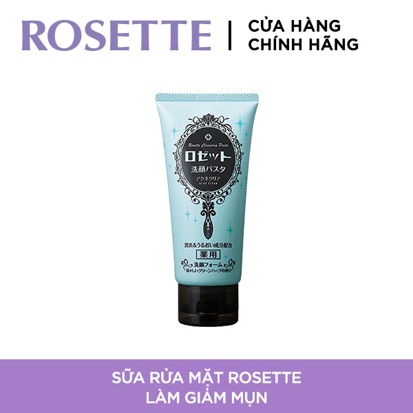 Bộ Sữa Rửa Mặt Làm Giảm Mụn Rosette Pasta Acne Clear 120g và Tẩy Tế Bào Chết Dành Cho Da Khô Rosette Gommage Moist 180g