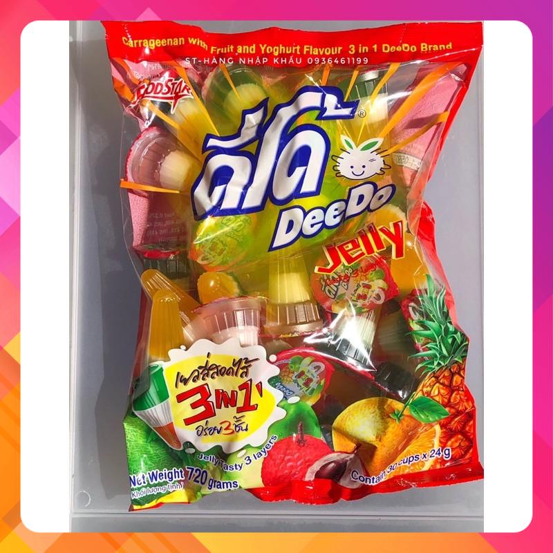 [túi to đủ 720gram] Thạch trái cây 3 trong 1 Deedo Thái Lan 720gr