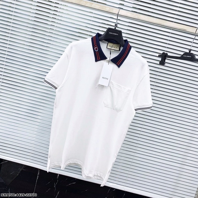 Áo Polo chữ G dập nổi chát đẹp nam nữ 2 màu